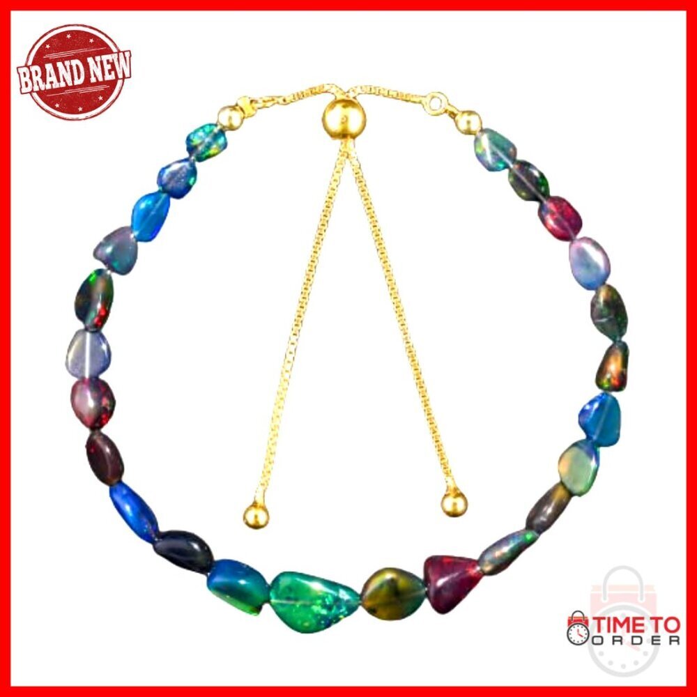 Adjustable Sterling Silver Bolo Bracelet with Natural Gemstone Beads